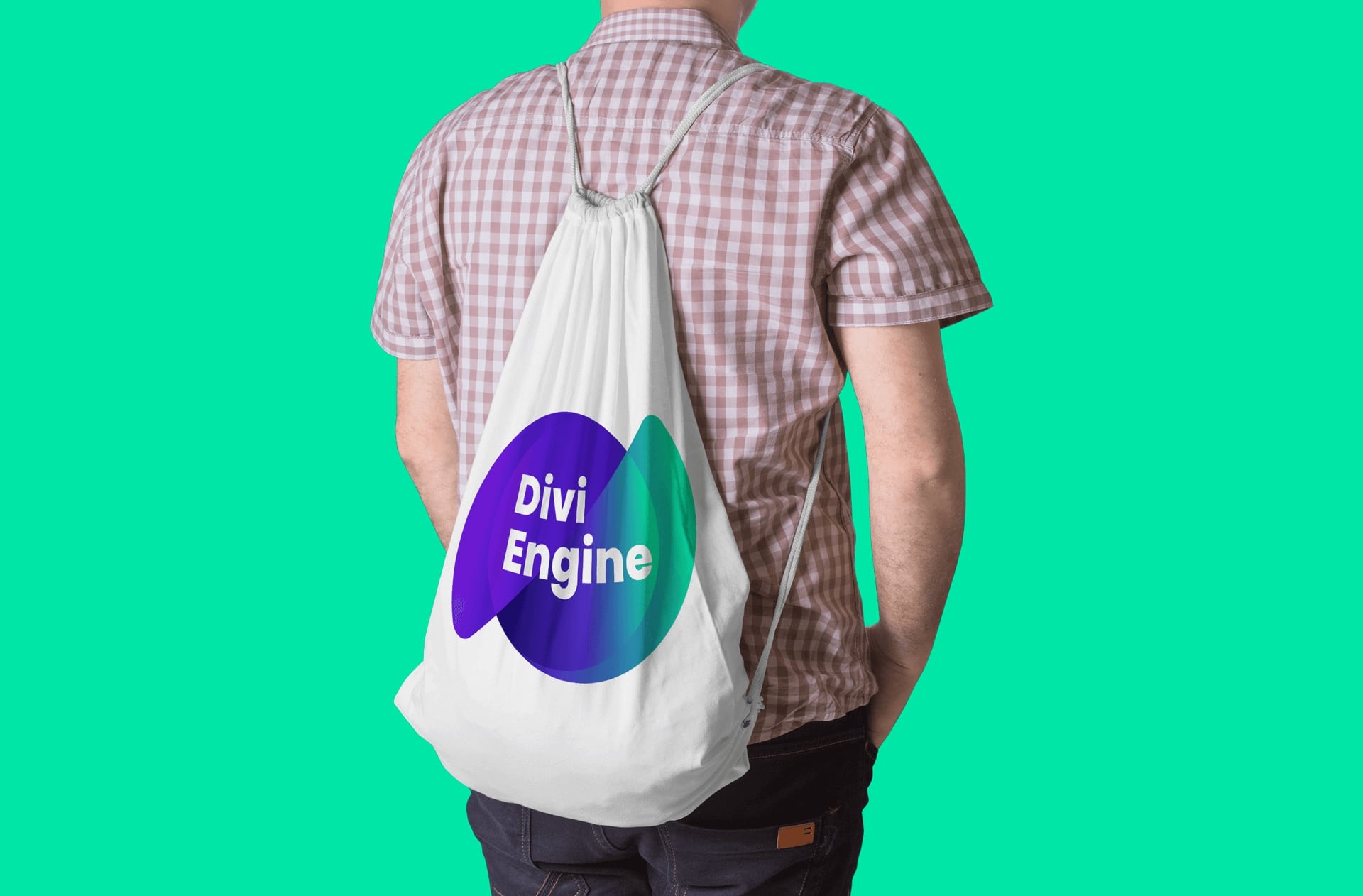 Divi Engine String Bag (Big Logo) - Back View