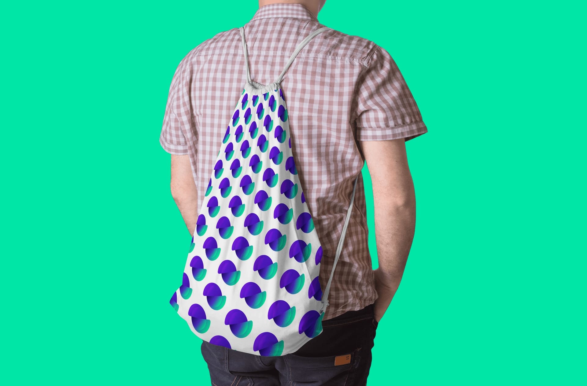 Divi Engine String Bag (Small Logos) - Back View